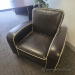 Black Leather Sofa Set With Trim - Loveseat, Armchair, Ottoman